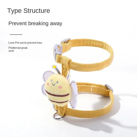 Cartoon bee cat harness and leash set for small pets